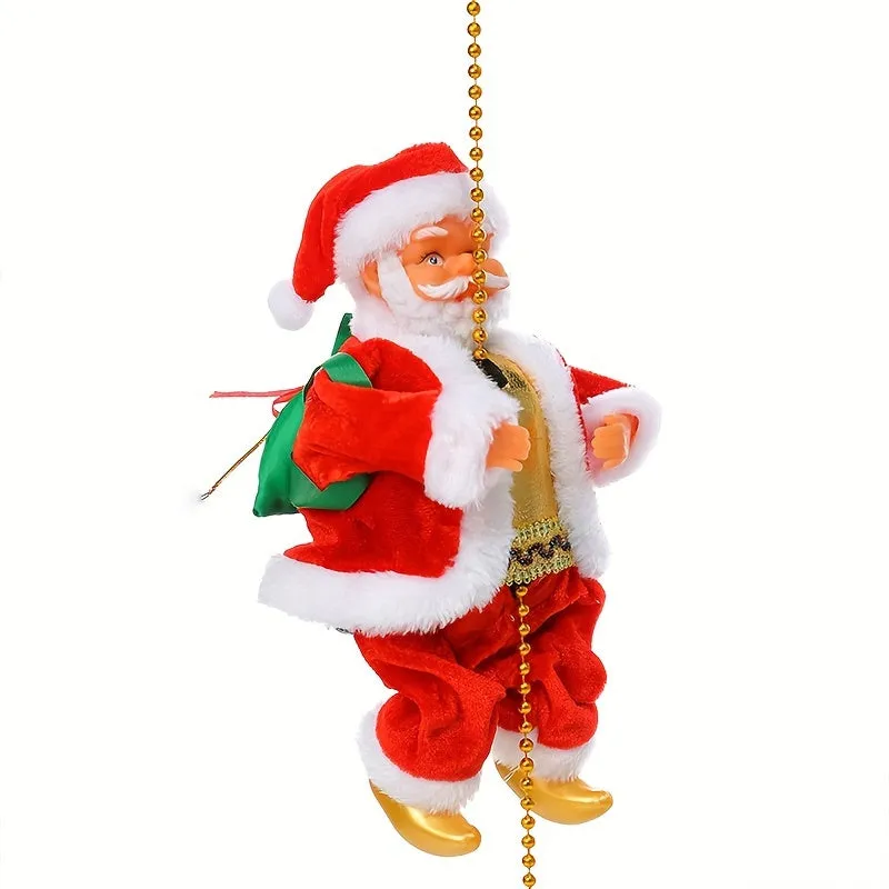 1 pc, Santa Claus Climbing Bead, Electric Santa Claus Climbing Ladder, Santa Claus Doll, Christmas Tree Decoration, For Home Decoration, Christmas Tree Pendant, New Year Party Gift, Climbing Santa Claus, window decoration