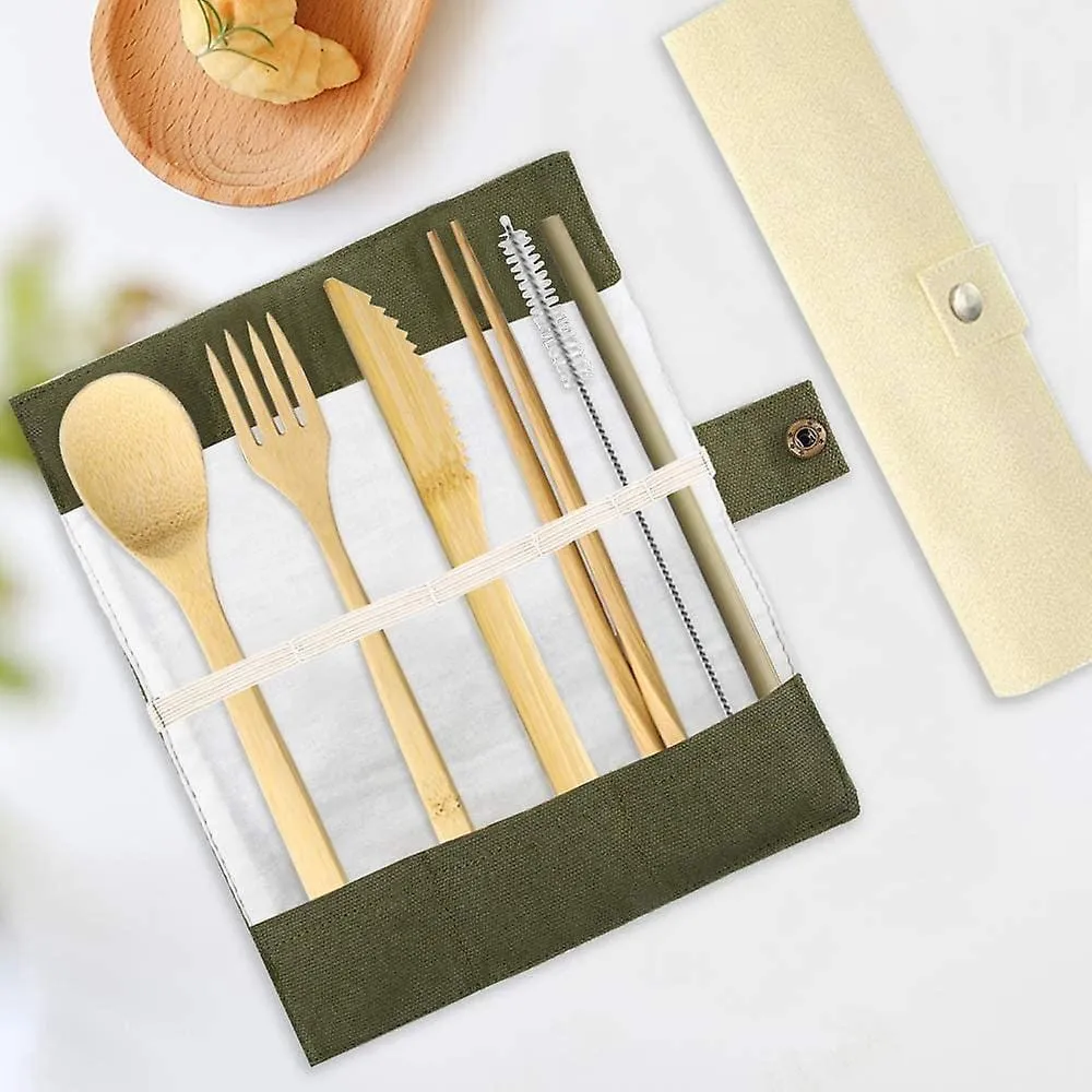 &Keep Bamboo Cutlery Set in Cotton Storage Pouch