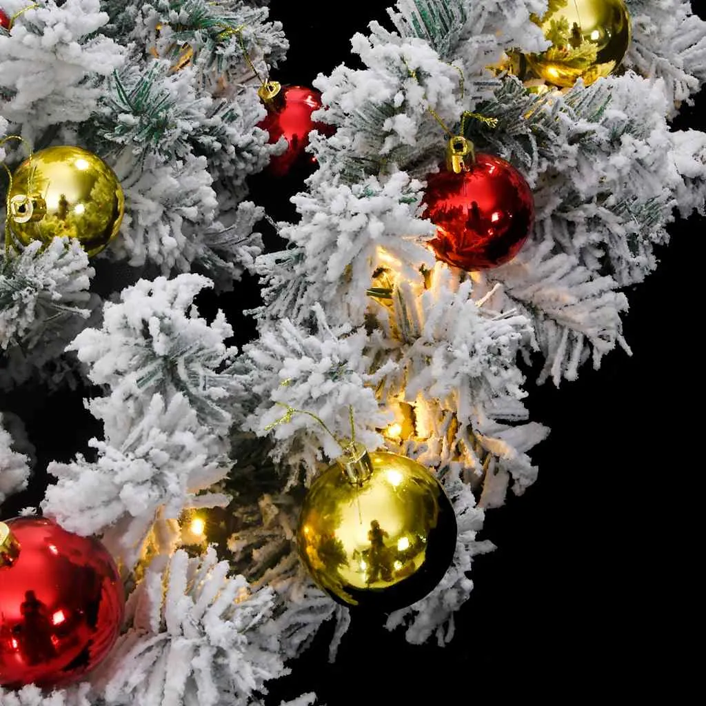 Christmas Garland with Baubles and LED Lights Green 20 m PVC