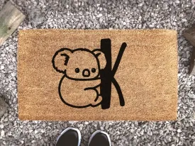 Coolspod- Outdoor Mat- Personalized Koala Initial Door Mat, Custom Rug, New Home Gift, Cute Gift, Housewarming Gift