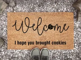 Coolspod- Outdoor Mat- Welcome I Hope You Brought Cookies, Custom Coir Doormat, Funny Outdoor Mat, Housewarming Gift