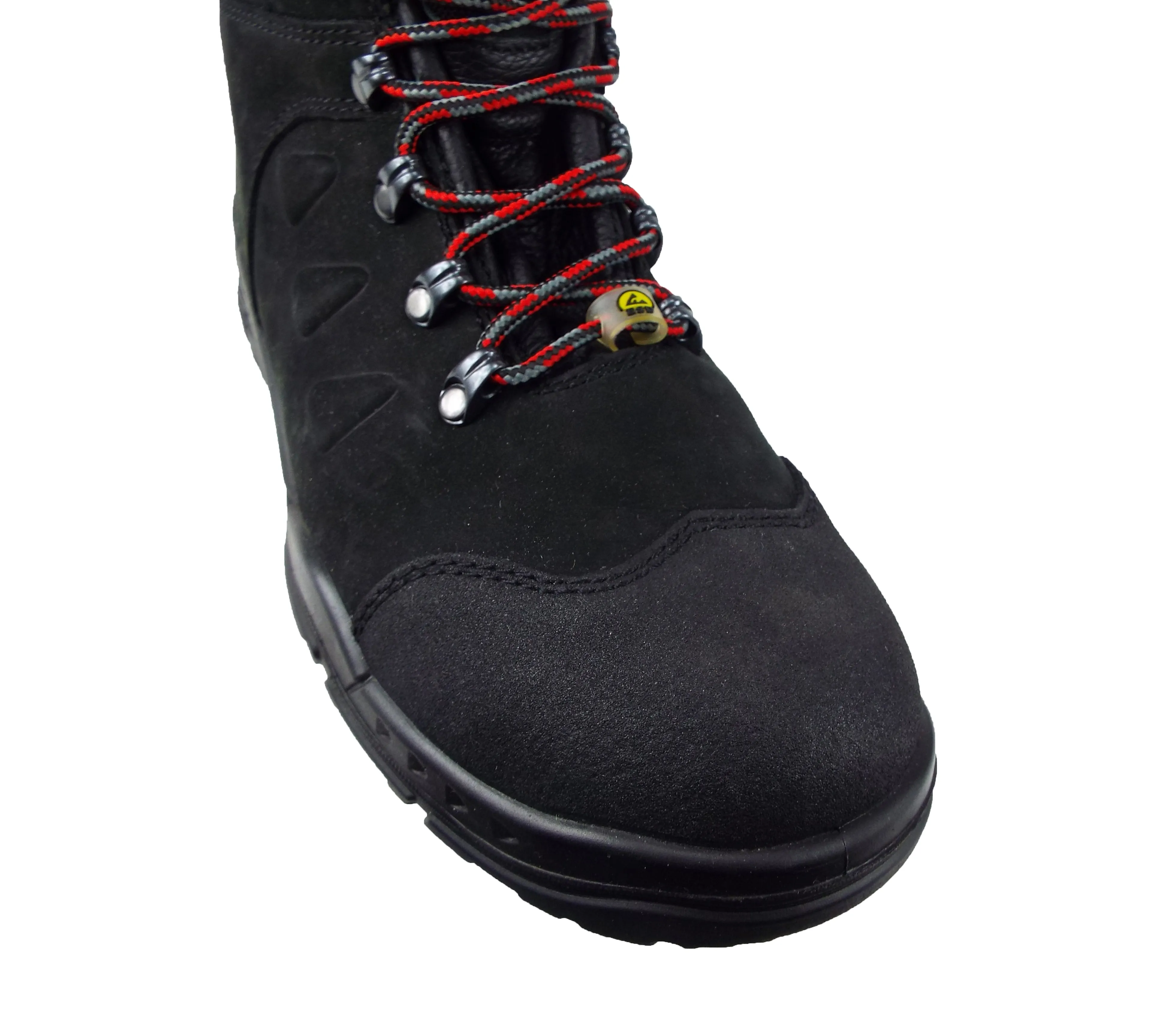 Elten - Black Ankle Safety Boots - Suede - Red Laces - Unissued