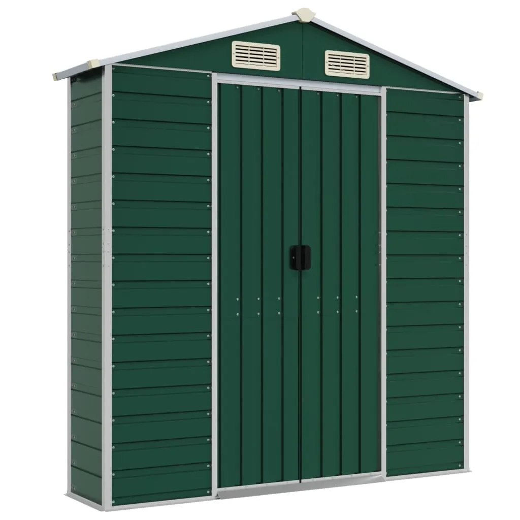 Garden Shed Green 191x470x198 cm Galvanised Steel