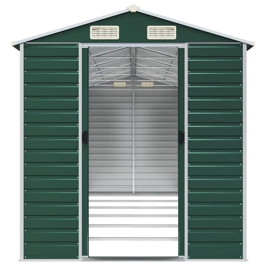 Garden Shed Green 191x555x198 cm Galvanised Steel