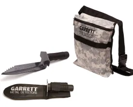 Garrett Edge Metal Detector Digger with Sheath and Camo Finds Pouch Combo