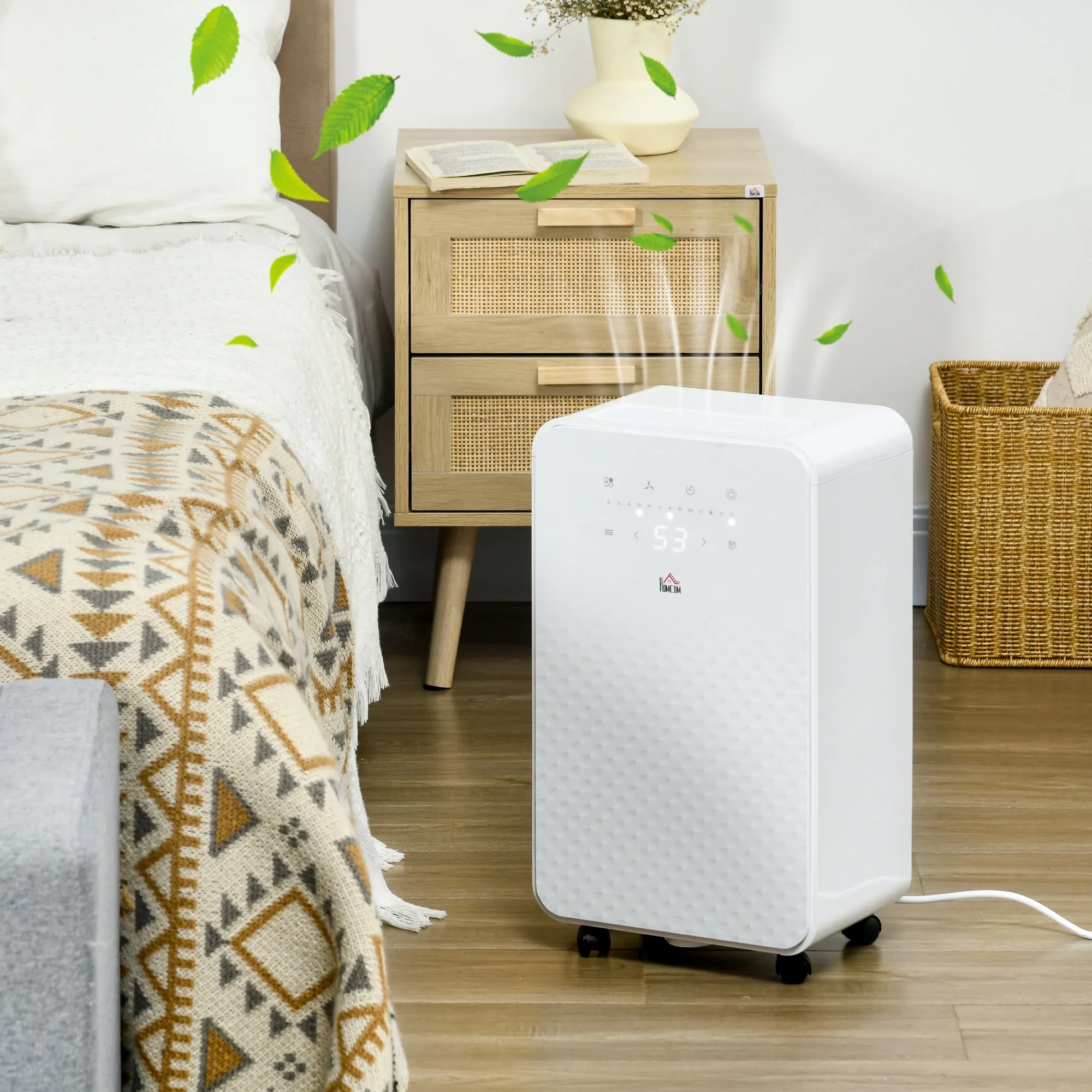 HOMCOM 10L/Day 2000mL Portable Quiet Dehumidifier with Air Purifier Filter, 24H Timer, 5 Modes, Electric Moisture Air Dehumidifier for Home Laundry Basement, White