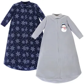 Hudson Baby Long-Sleeve Fleece Sleeping Bag, Navy Snowman