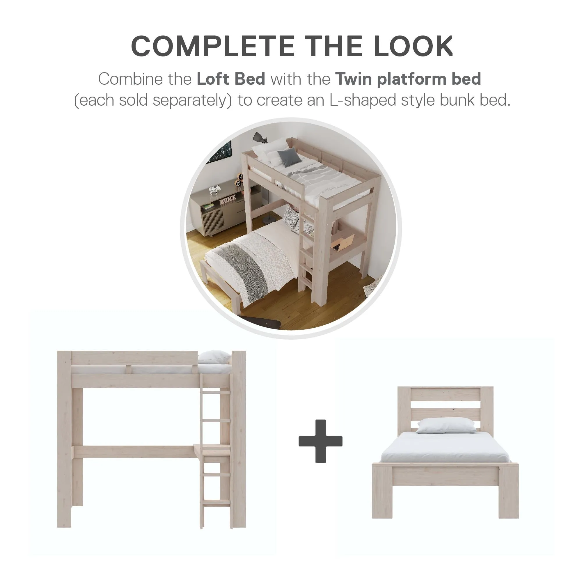 Jaymee Kids Wood Loft Bed with Desk