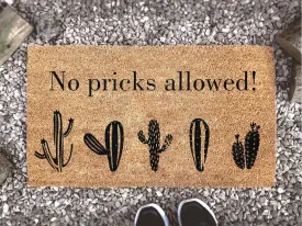 No Pricks Allowed Doormat, Funny Door Mat, Welcome Mat, Housewarming Gift, Funny Gift, Custom Rug, Welcome Door Mat