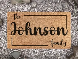 Personalized Family Doormat, Customized Door Mat, Wedding Gift, Closing Gift, Welcome Doormat, Family Name Rug