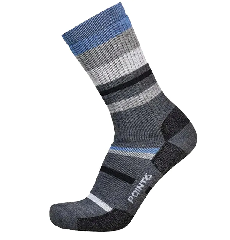 Point6 Merino Hiking Mixed Stripe Medium Crew Socks