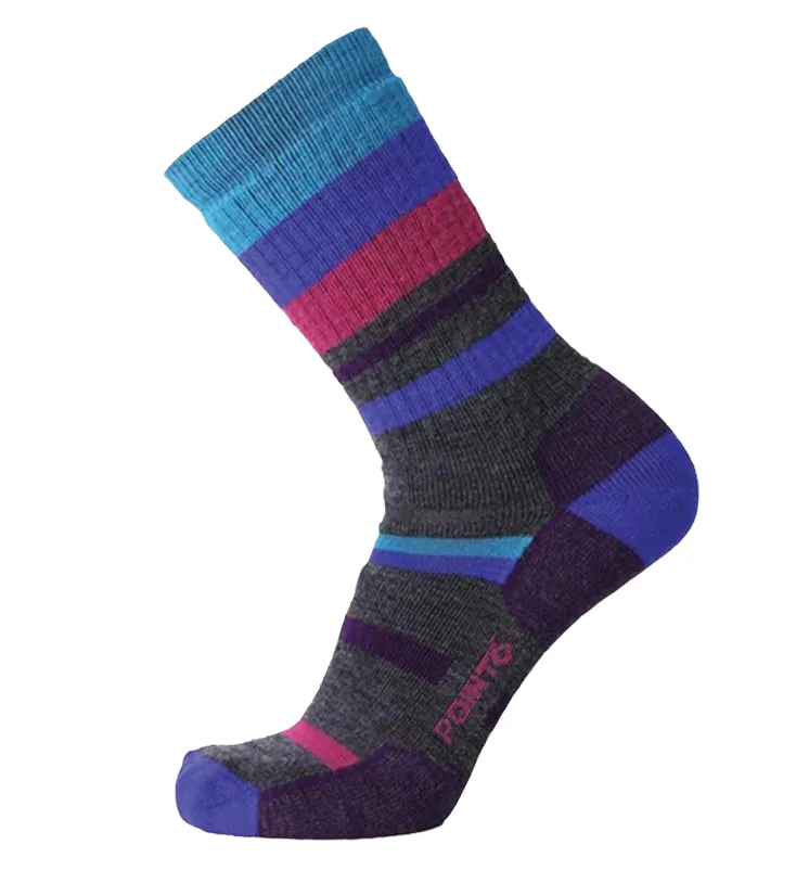 Point6 Merino Hiking Mixed Stripe Medium Crew Socks